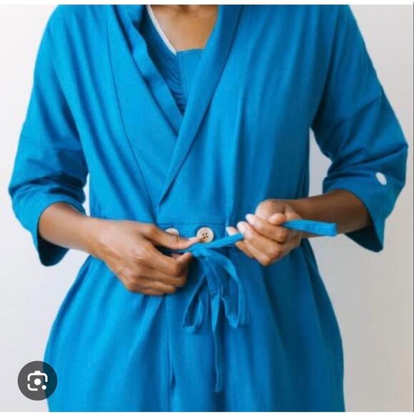 Brobe Post Surgery Royal Blue Robe 6 Internal Pockets Sz L NWOT - Picture 10 of 10